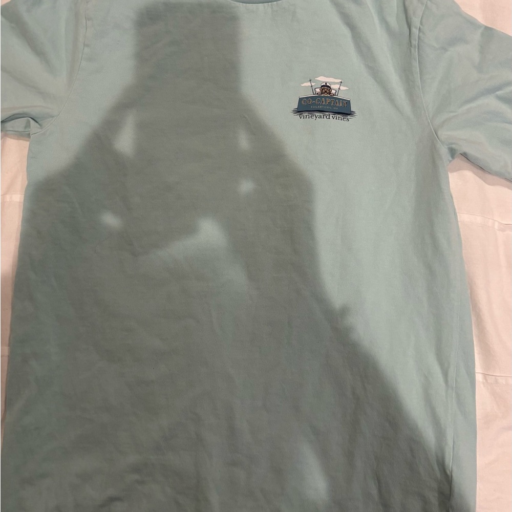 Vineyard Vines light aqua Blue Short Sleeve Tee perfect dog captain graphic
